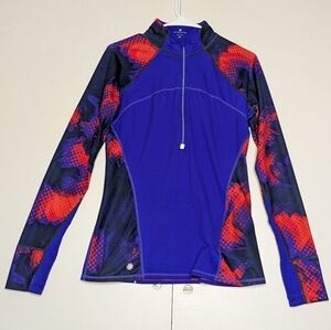Athleta Women's Running Wild Red Purple Shirt Half‎ Zip Long Sleeve Pullover